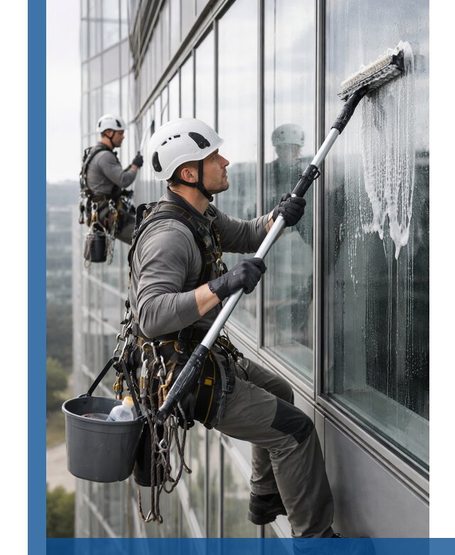 Высотная мойка сплошного остекления с выездом в Качканаре