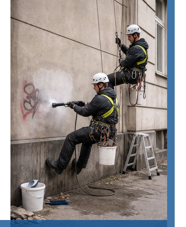 Удаление граффити с фасада в Качканаре от 4614 р. | ВЫСОТНИК-Кчк