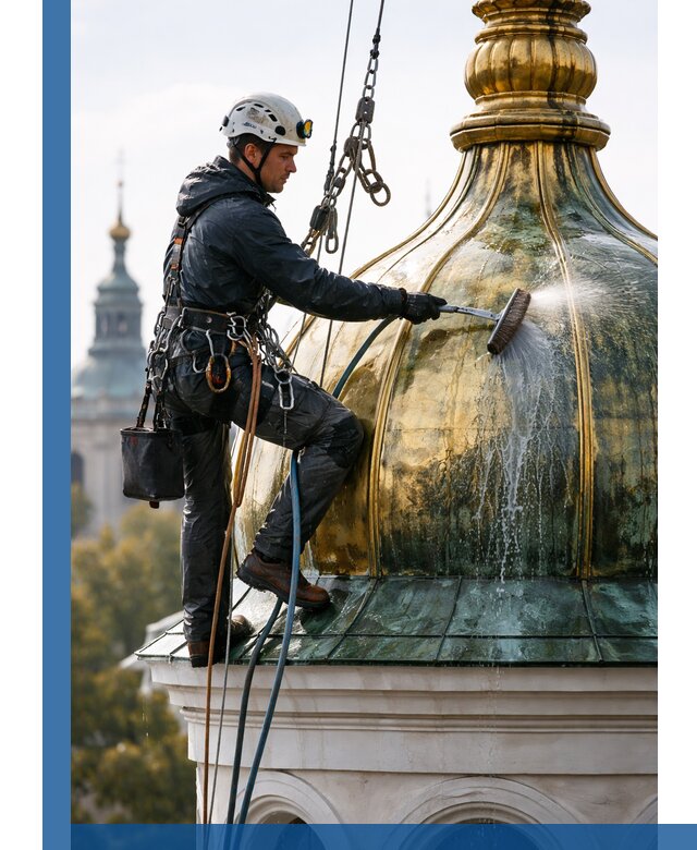 Профессиональная мойка куполов и шпилей высотными альпинистами в Качканаре