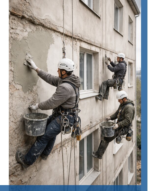 Ремонт штукатурного фасада в Качканаре от 769 р. под ключ | ВЫСОТНИК-Кчк