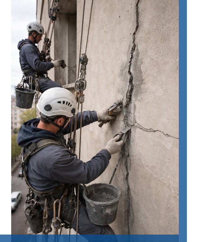 Заделка трещин на фасаде в Качканаре от 923 р. | ВЫСОТНИК-Кчк