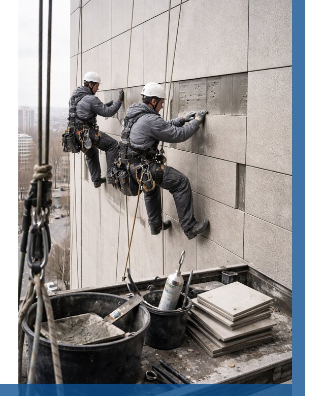 Ремонт фасада из керамогранита в Качканаре от 2563 р. | ВЫСОТНИК-Кчк