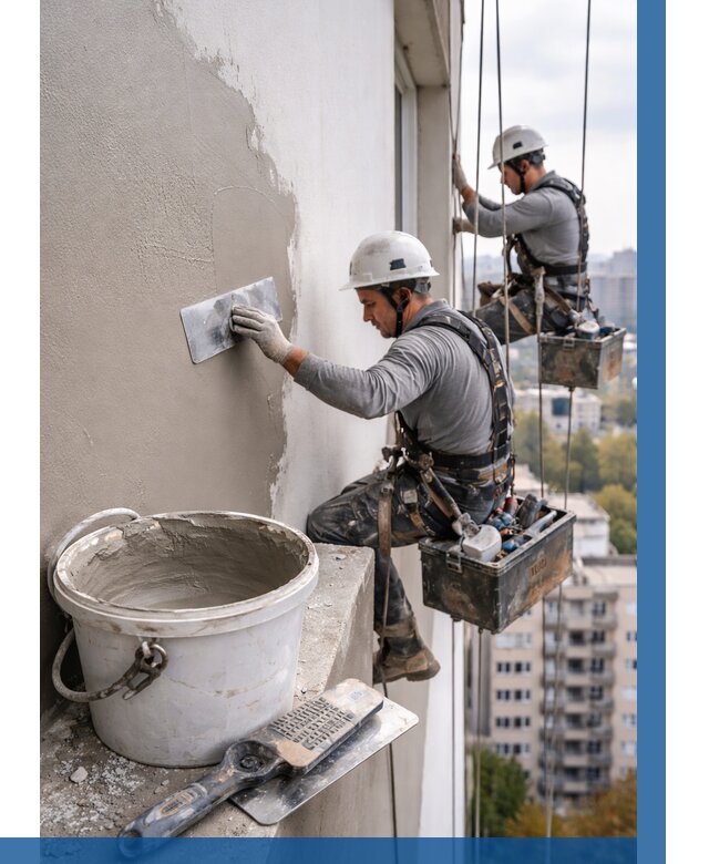 Шпаклевка фасада на высоте в Качканаре от 718 р. | ВЫСОТНИК-Кчк