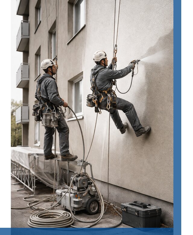 Безвоздушная покраска фасада в Качканаре от 226 р/м² | ВЫСОТНИК-Кчк