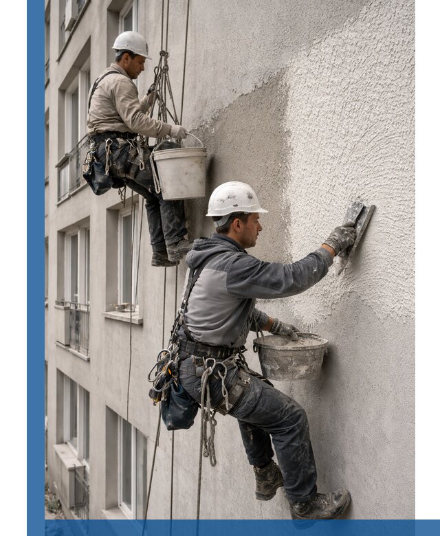 Нанесение декоративной штукатурки короед на фасад в Качканаре