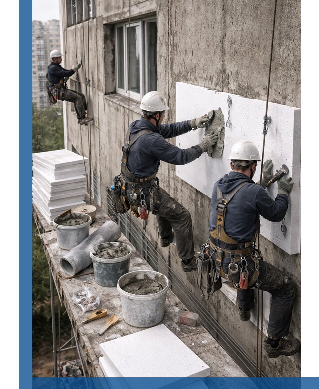 Утепление фасада пенополистиролом в Качканаре под ключ