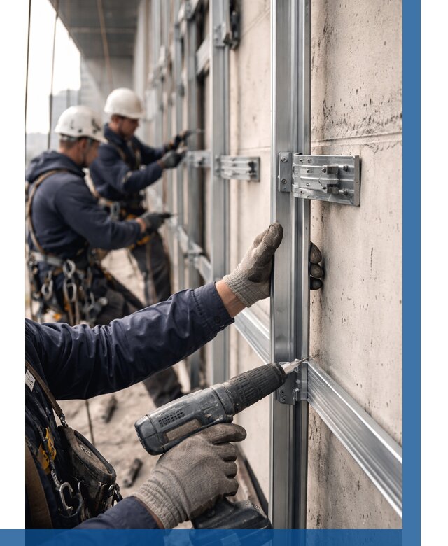 Монтаж подсистемы вентфасада в Качканаре от 872 р. | ВЫСОТНИК-Кчк