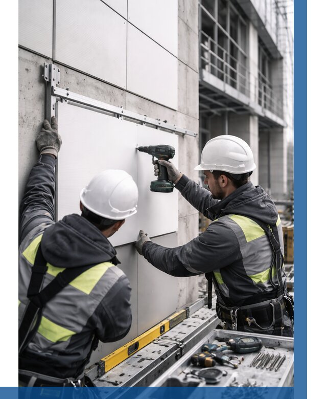 Монтаж композитных панелей фасада в Качканаре от 2563 р. | ВЫСОТНИК-Кчк