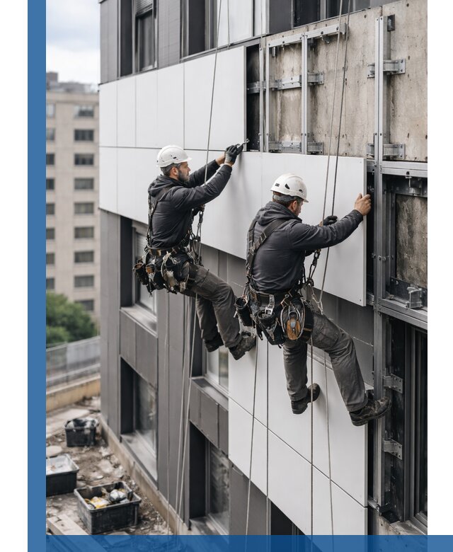 Монтаж композитных панелей фасада в Качканаре под ключ