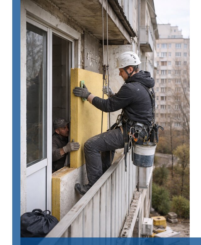 Профессиональное утепление балкона снаружи в Качканаре под ключ