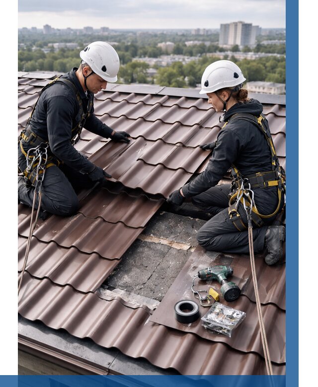 Ремонт металлочерепицы на крыше в Качканаре от 923 р. | ВЫСОТНИК-Кчк