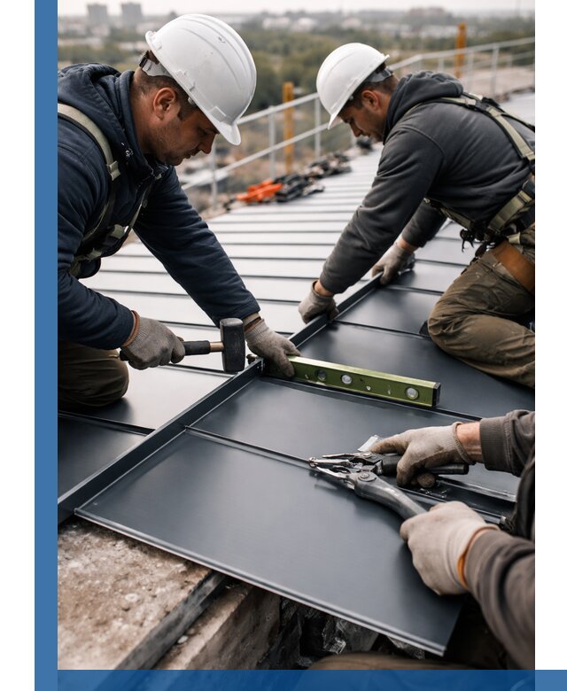 Монтаж фальцевой кровли в Качканаре для промышленных зданий