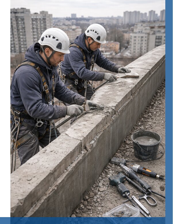 Ремонт парапета на кровле в Качканаре от 1538 р. | ВЫСОТНИК-Кчк