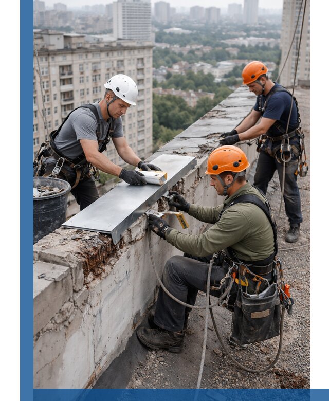 Ремонт парапета на кровле в Качканаре, высотные работы с гарантией