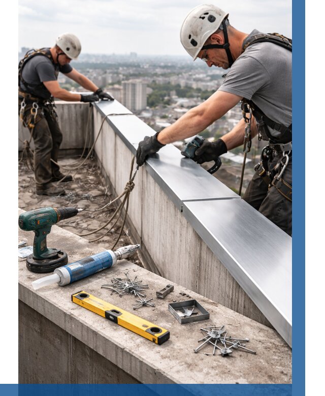 Монтаж парапетных крышек в Качканаре от 820 р. | ВЫСОТНИК-Кчк