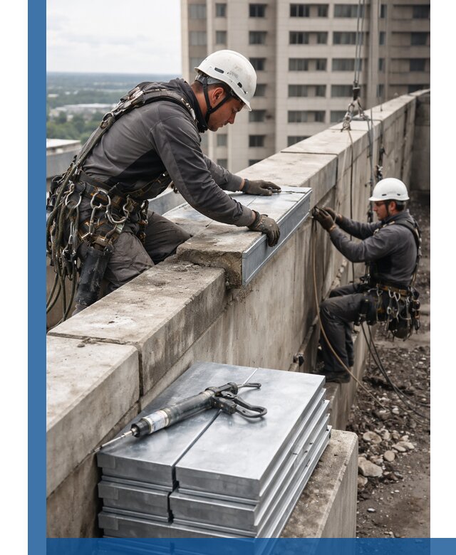 Замена парапетных крышек и установка новых в Качканаре