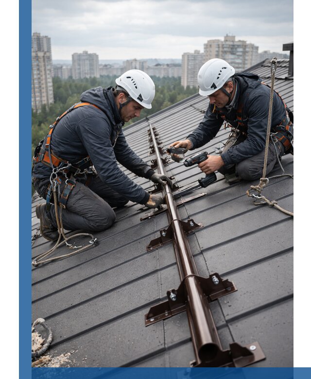 Монтаж снегозадержателей на кровле зданий в Качканаре под ключ