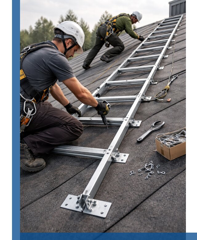 Профессиональный монтаж кровельной лестницы в Качканаре под ключ