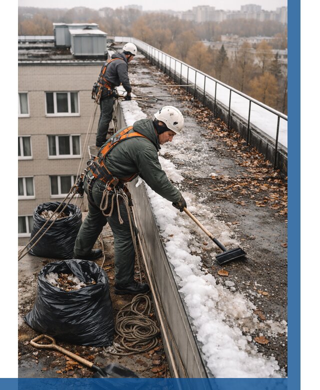 Очистка кровли по периметру в Качканаре от 564 р. | ВЫСОТНИК-Кчк