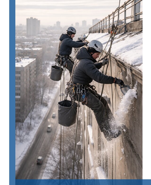 Очистка карнизов от снега в Качканаре профессионально и безопасно
