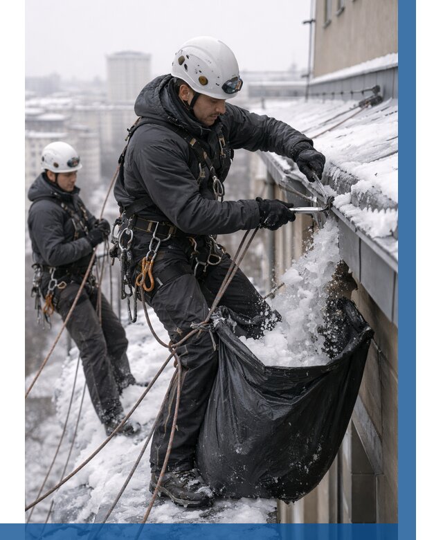 Аварийная очистка крыши в Качканаре под ключ от 308 р. | ВЫСОТНИК-Кчк