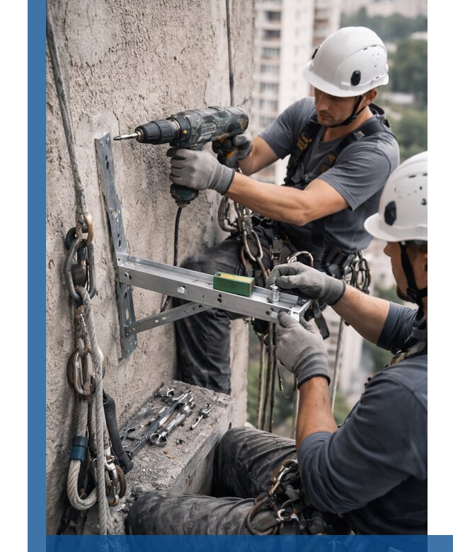 Установка кронштейнов кондиционера и крепежа в Качканаре