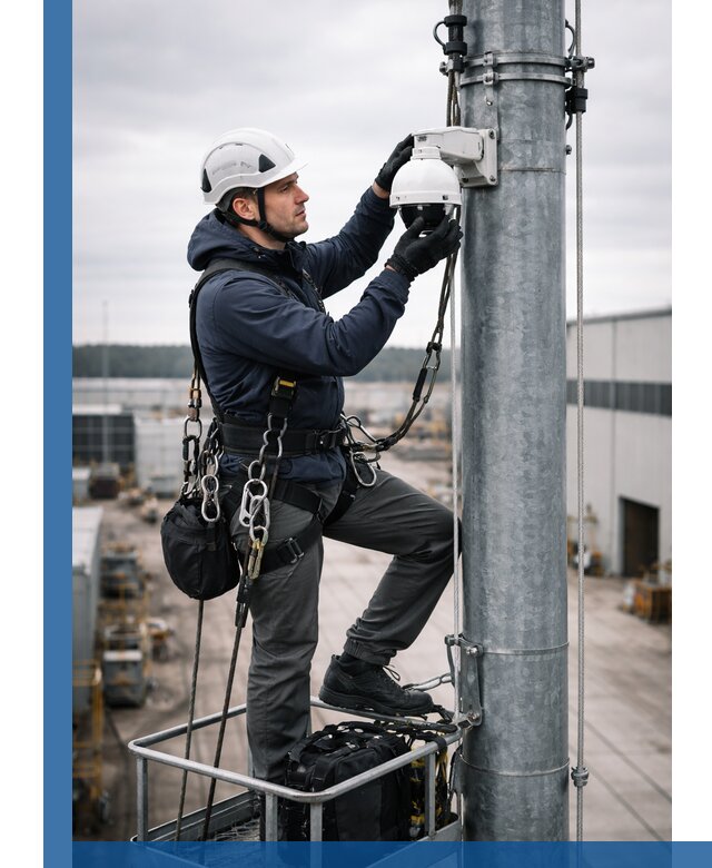 Профессиональная установка видеокамер на мачте в Качканаре