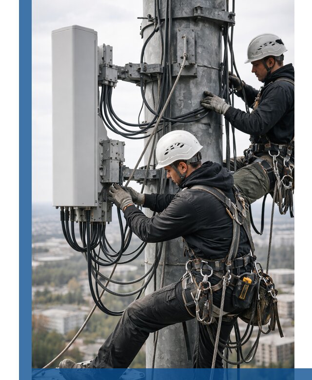 Монтаж оборудования связи на мачте в Качканаре с пусконаладкой