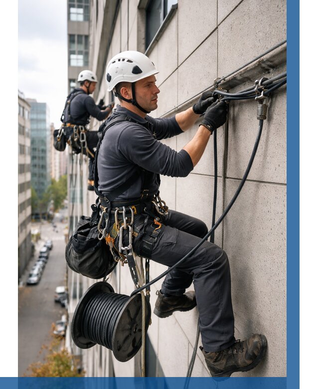 Прокладка кабеля по фасаду в Качканаре от 359 р. | ВЫСОТНИК-Кчк