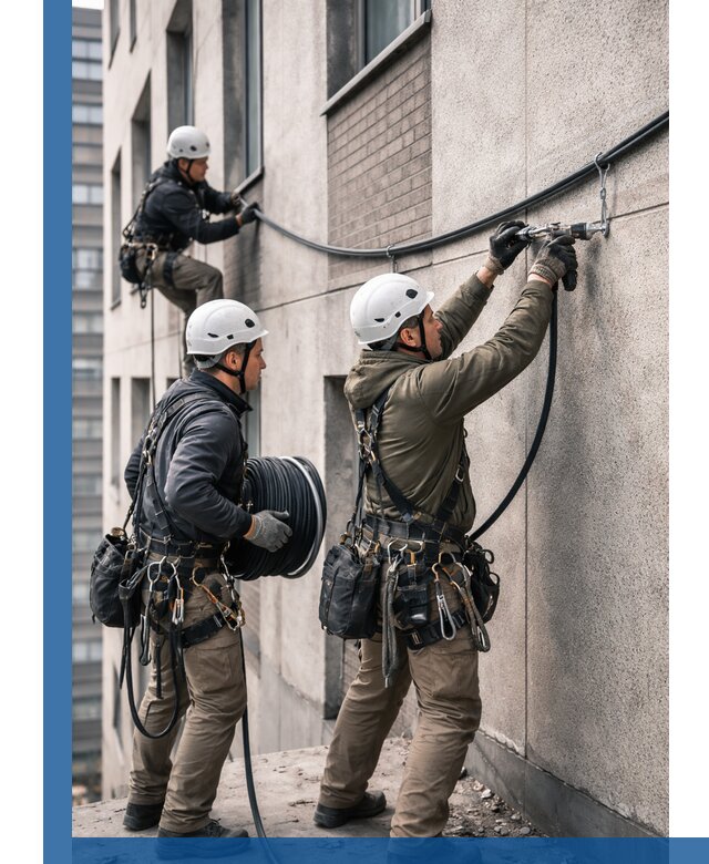 Прокладка кабеля по фасаду в Качканаре, профессиональный монтаж