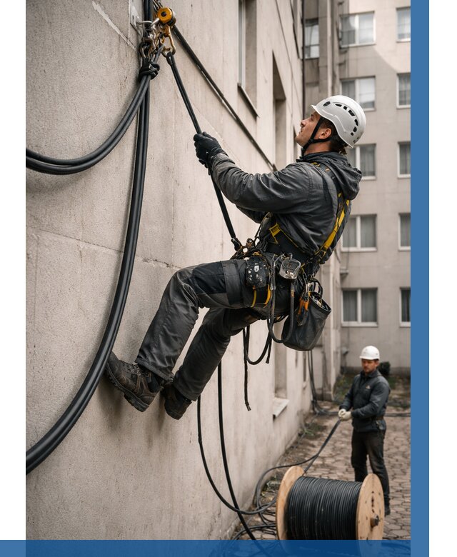 Протяжка кабеля питания на высоте в Качканаре от 461 р. | ВЫСОТНИК-Кчк