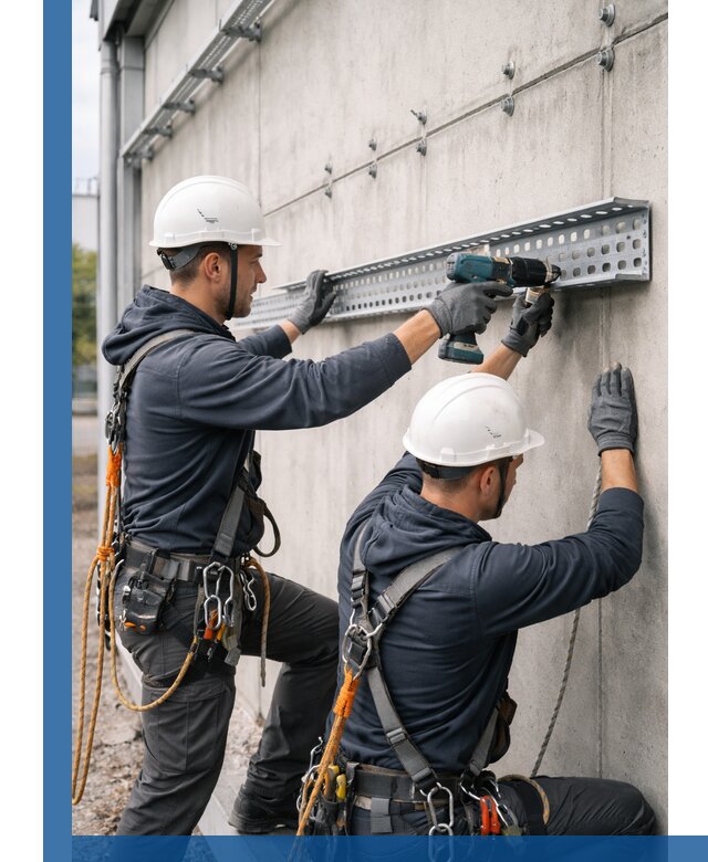 Монтаж кабельных лотков на фасаде зданий в Качканаре с гарантией