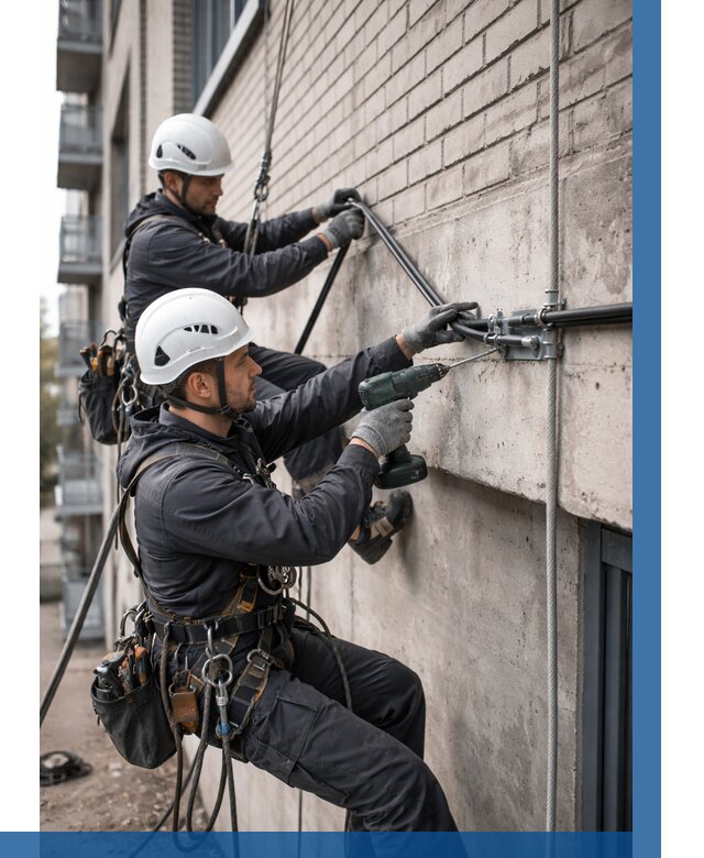 Крепление кабеля на фасаде в Качканаре от 359 р. | ВЫСОТНИК-Кчк