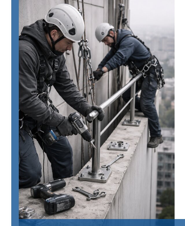 Монтаж перил на высоте в Качканаре для жилых и промобъектов