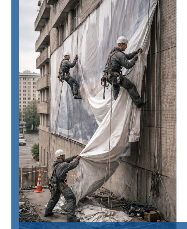 Демонтаж баннеров с фасада в Качканаре оперативно и безопасно