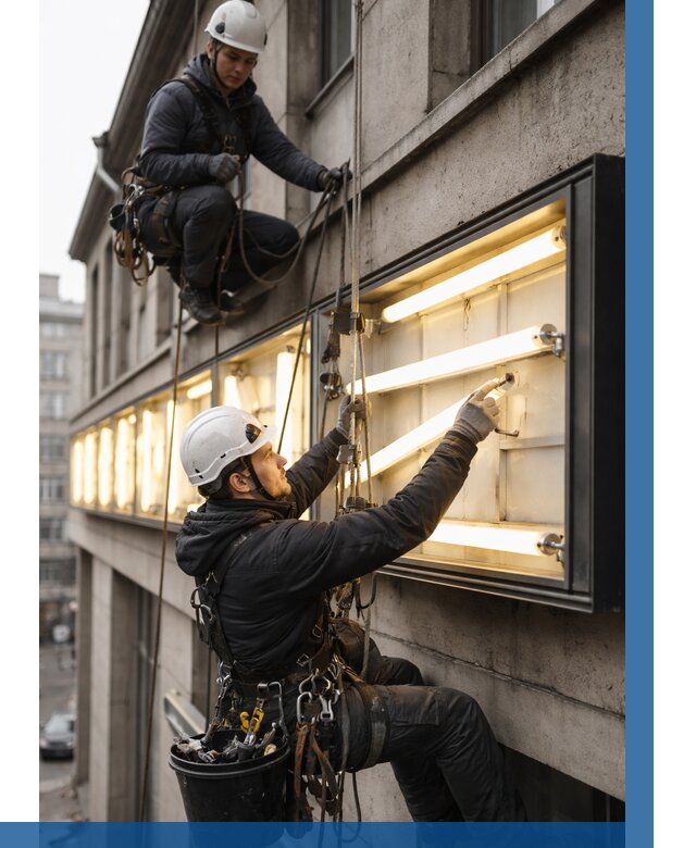 Замена ламп в вывеске в Качканаре под ключ от 3589 р. | ВЫСОТНИК-Кчк