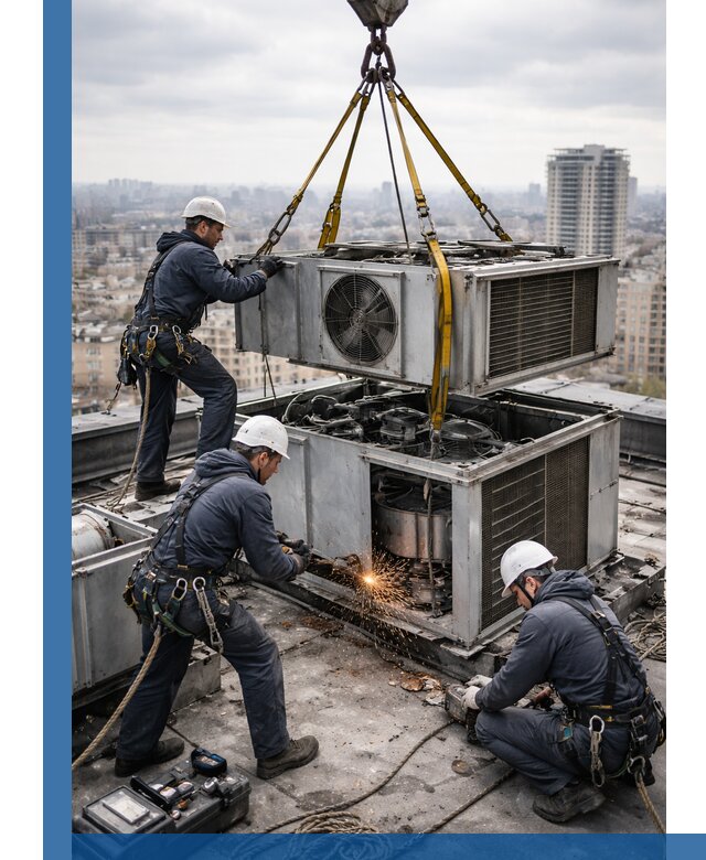 Демонтаж крышной установки в Качканаре любой сложности