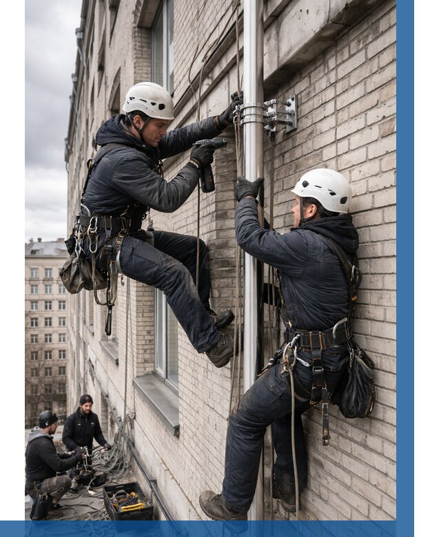 Монтаж флагштока на здании в Качканаре от 6664 р. | ВЫСОТНИК-Кчк