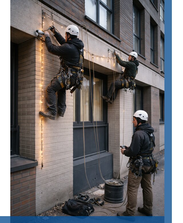 Монтаж гирлянд на фасаде в Качканаре от 3589 р. | ВЫСОТНИК-Кчк