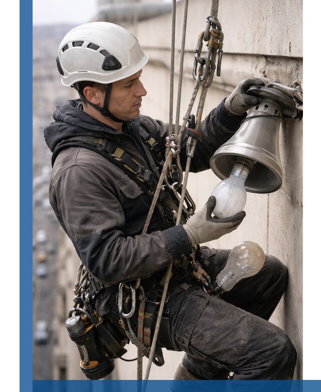 Замена ламп на высоте в Качканаре профессионально и быстро