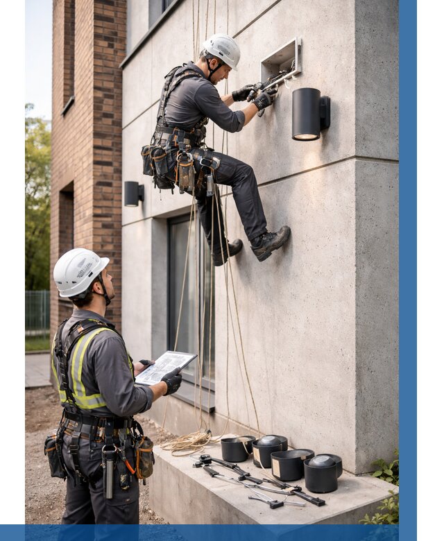 Монтаж фасадного освещения в Качканаре от 2563 р. | ВЫСОТНИК-Кчк