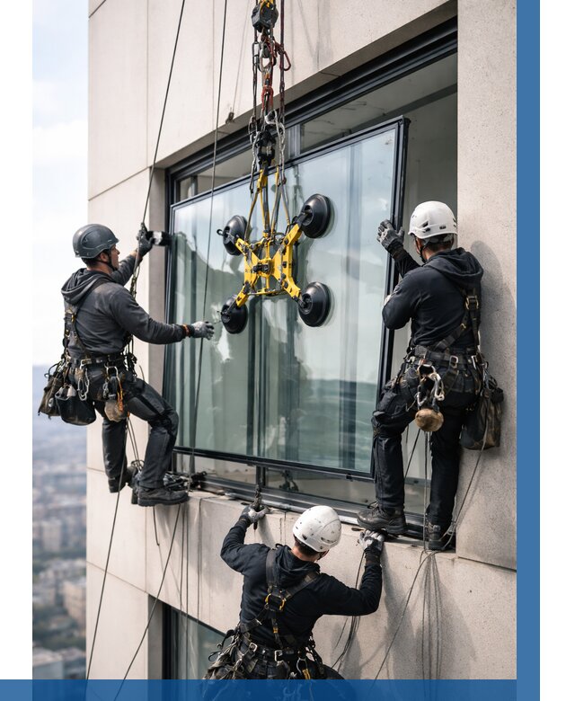 Монтаж стеклопакетов на высоте в Качканаре от 3281 р. | ВЫСОТНИК-Кчк