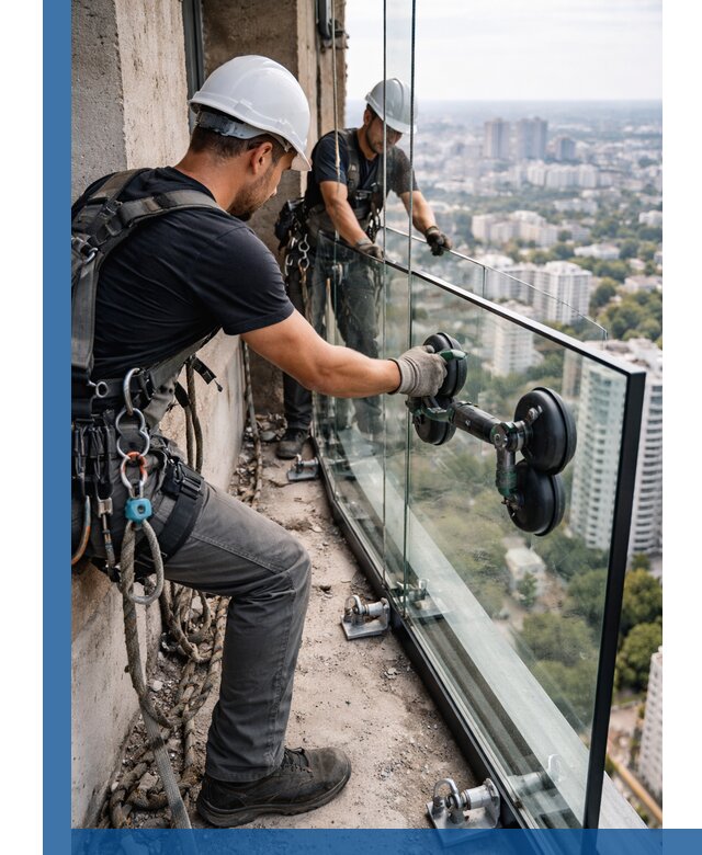 Монтаж стеклянных ограждений под ключ с гарантией в Качканаре