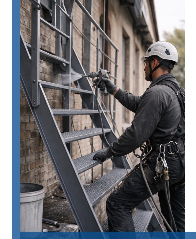 Покраска и антикоррозионная защита пожарных лестниц в Качканаре