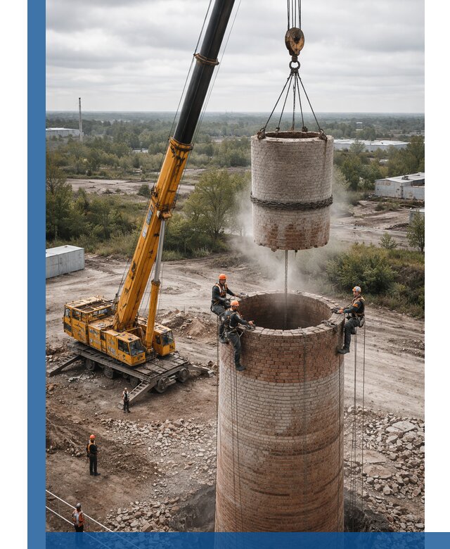 Демонтаж дымовой трубы в Качканаре с гарантиями безопасности