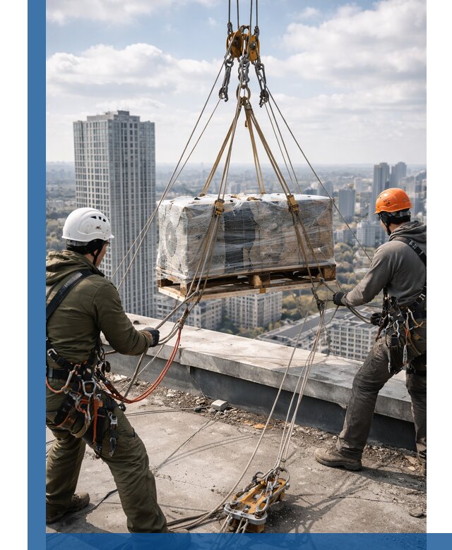 Подъем и монтаж крупногабаритных грузов на крышу в Качканаре