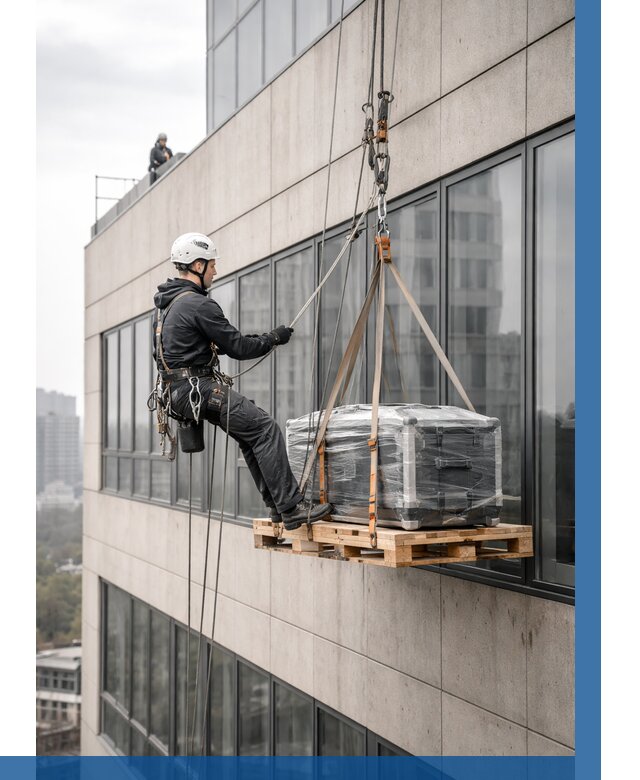 Спуск груза по фасаду в Качканаре от 3589 р. | ВЫСОТНИК-Кчк