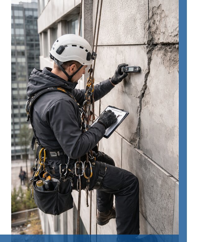 Обследование фасада альпинистами в Качканаре от 123 р. | ВЫСОТНИК-Кчк