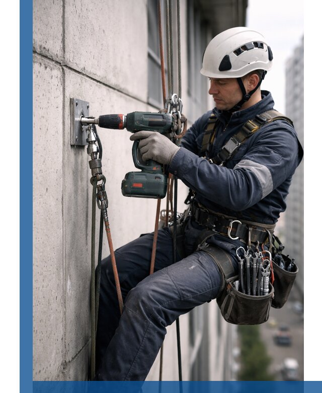 Установка анкерных точек для высотных работ в Качканаре