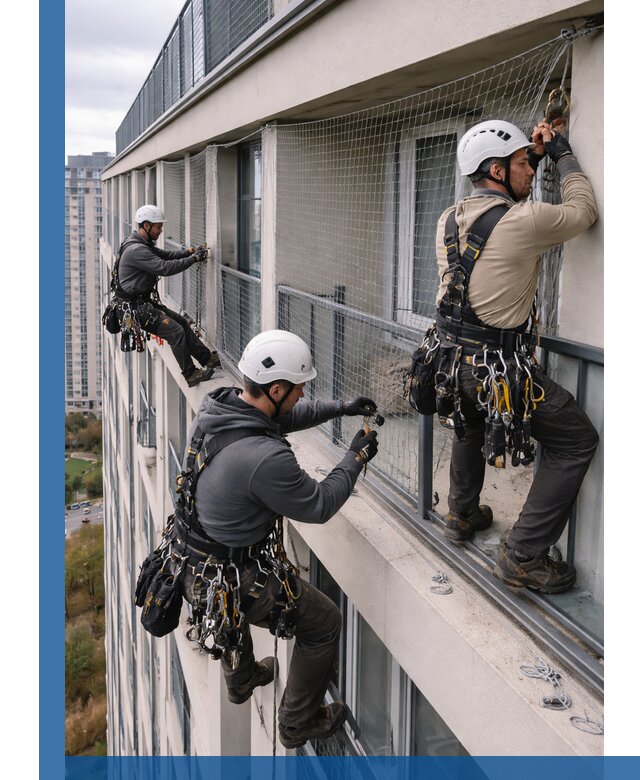 Профессиональный монтаж защитной сетки от птиц в Качканаре